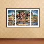 3pcs/set Animal Family - Full Drill Round Drill Painting - 80x45cm
