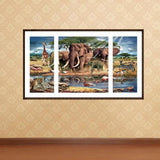 3pcs/set Animal Family - Full Drill Round Drill Painting - 80x45cm