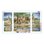 3pcs/set Animal Family - Full Drill Round Drill Painting - 80x45cm