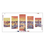 5pcs/set Sailboat - Full Drill Round Drill Painting - 95x45cm