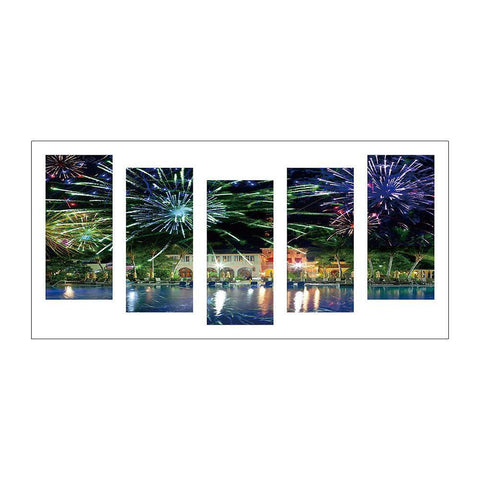 5pcs/set Waterside City - Full Drill Round Drill Painting - 95x45cm