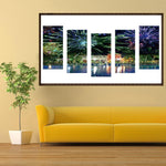 5pcs/set Waterside City - Full Drill Round Drill Painting - 95x45cm