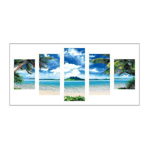 5pcs/set Seaside - Full Drill Round Drill Painting - 95x45cm
