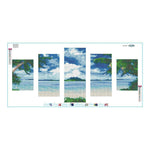 5pcs/set Seaside - Full Drill Round Drill Painting - 95x45cm