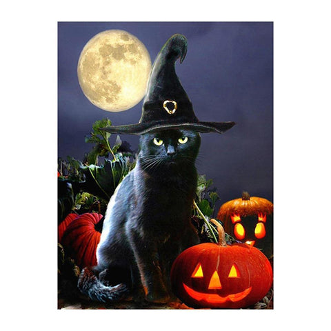Halloween Black Cat 5D Full Drill Diamond Painting DIY 30*40cm