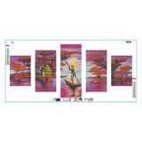 5pcs/set Rowing - Full Drill Round Drill Painting - 95x45cm