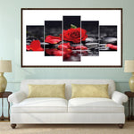 5pcs/set Rose - Full Drill Round Drill Painting - 95x45cm