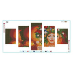 5pcs/set Beauty - Full Drill Round Drill Painting - 95x45cm