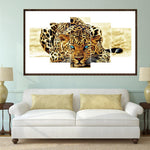 5pcs/set Leopard - Full Drill Round Drill Painting - 95x45cm