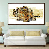 5pcs/set Leopard - Full Drill Round Drill Painting - 95x45cm