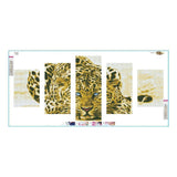 5pcs/set Leopard - Full Drill Round Drill Painting - 95x45cm