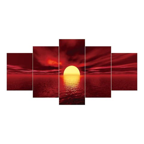 5pcs/set Sunrise - Full Drill Round Drill Painting - 95x45cm