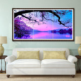 3pcs/set Purple Cloud - Full Drill Round Drill Painting - 80x40cm