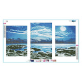 3pcs/set Sea View - Full Drill Round Drill Painting - 80x45cm