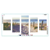 5pcs/set Beach - Full Drill Round Drill Painting - 95x45cm
