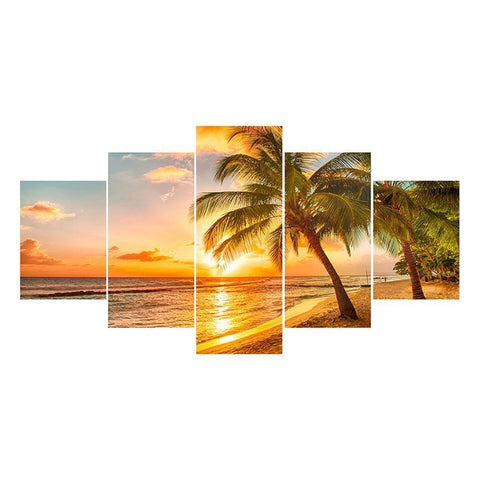 5pcs Coconut Tree - Full Drill Round Drill - 95x45cm
