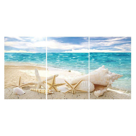 3pcs Beach Shell - Full Drill Round Drill - 80x40cm