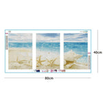 3pcs Beach Shell - Full Drill Round Drill - 80x40cm