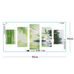 5pcs/set Bamboo Stone - Full Drill Round Drill Painting - 95x45cm