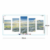 5pcs/set Beach - Full Drill Round Drill Painting - 95x45cm