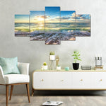 5pcs/set Beach - Full Drill Round Drill Painting - 95x45cm