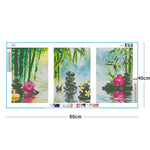 3pcs/set Stone - Full Drill Round Drill Painting - 80x40cm