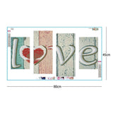 4pcs/set Love - Full Drill Round Drill Painting - 80x45cm