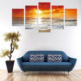 5pcs/set Beach - Full Drill Round Drill Painting - 95x45cm