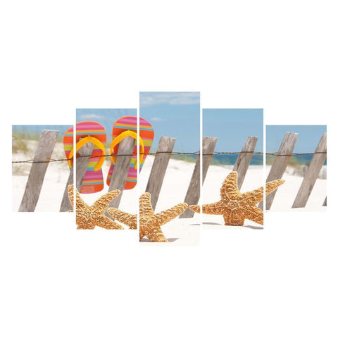 5pcs Beach - Full Drill Round Drill - 95x45cm