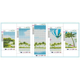 5pcs Beach - Full Drill Round Drill - 95x45cm