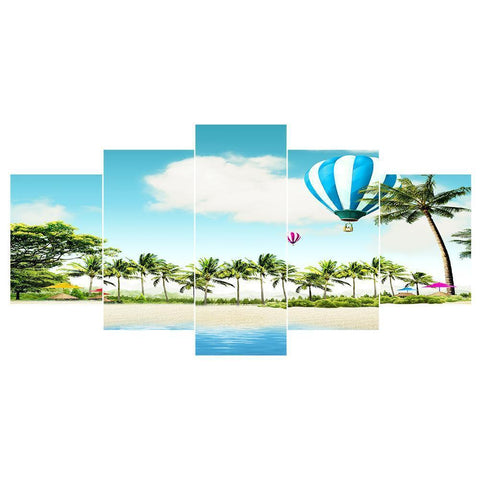 5pcs Beach - Full Drill Round Drill - 95x45cm