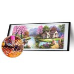 Spring Village Scenery - Full Drill Round Drill - 100x50cm