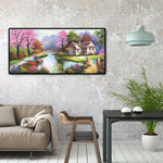 Spring Village Scenery - Full Drill Round Drill - 100x50cm