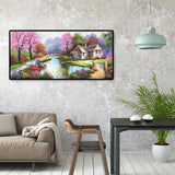 Spring Village Scenery - Full Drill Round Drill - 100x50cm