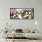 Spring Village Scenery - Full Drill Round Drill - 100x50cm