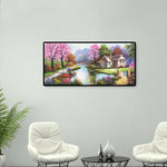 Spring Village Scenery - Full Drill Round Drill - 100x50cm