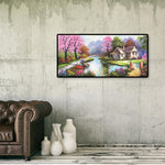 Spring Village Scenery - Full Drill Round Drill - 100x50cm