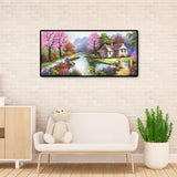 Spring Village Scenery - Full Drill Round Drill - 100x50cm