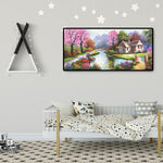 Spring Village Scenery - Full Drill Round Drill - 100x50cm