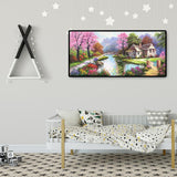 Spring Village Scenery - Full Drill Round Drill - 100x50cm