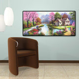 Spring Village Scenery - Full Drill Round Drill - 100x50cm