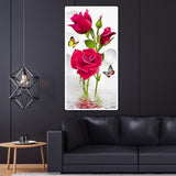 Rose Butterflies - Full Drill Round Drill - 45x85cm