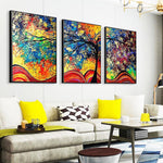 3 Panels Colorful Tree - Full Drill Round Drill - 95x45cm