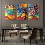 3 Panels Colorful Tree - Full Drill Round Drill - 95x45cm