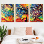 3 Panels Colorful Tree - Full Drill Round Drill - 95x45cm