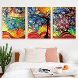 3 Panels Colorful Tree - Full Drill Round Drill - 95x45cm