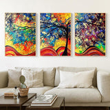 3 Panels Colorful Tree - Full Drill Round Drill - 95x45cm