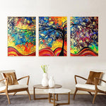 3 Panels Colorful Tree - Full Drill Round Drill - 95x45cm