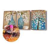 3 Panels Vase Tree - Full Drill Round Drill - 95x45cm
