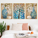 3 Panels Vase Tree - Full Drill Round Drill - 95x45cm
